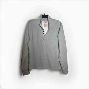 Relwen Micro Waffle Mock-Neck Sweater Shirt Med Grey Huckberry Thermal Button